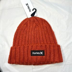 NEW Hurley Men's Orange Cuffed Logo Beanie Sport Athletic Logo Hat Streetwear